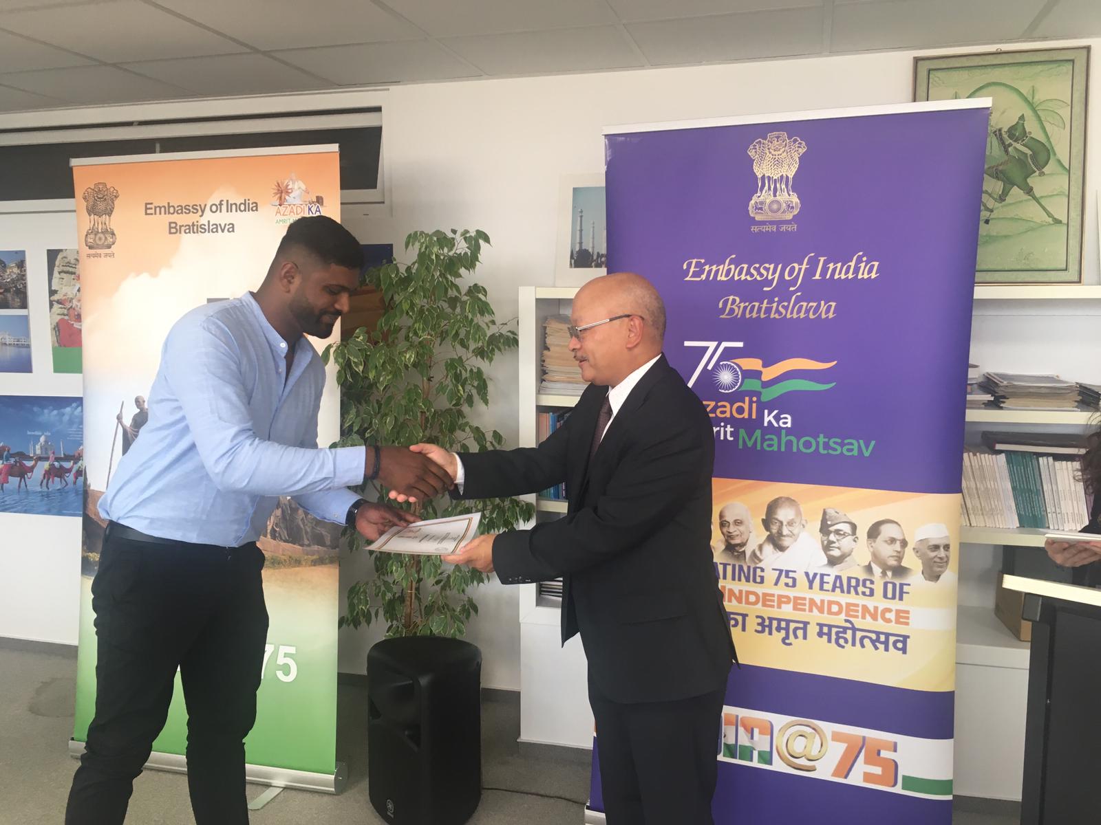 AKAM - Reception at Embassy of India to handover certificates to Indian students